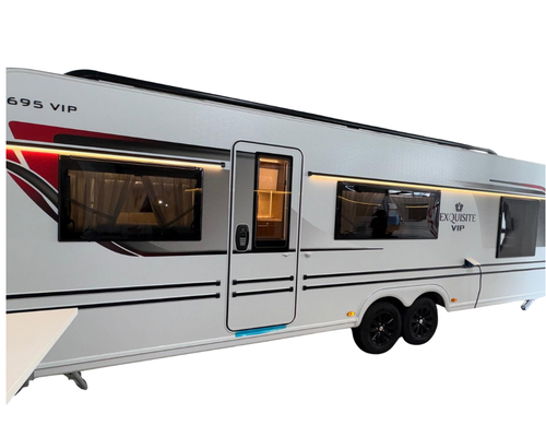 New 2027 LMC 695 Exquisite VIP caravan available from Evans Caravan and Camping